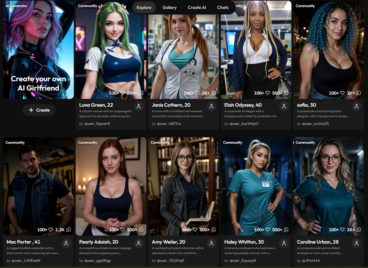 Joi AI character diversity realistic anime fantasy styles